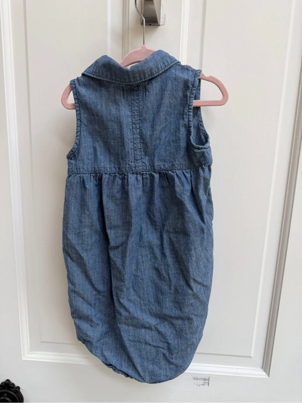 Old Navy Girls 5T Blue Denim Chambray Button-Front Collared Sleeveless Dress